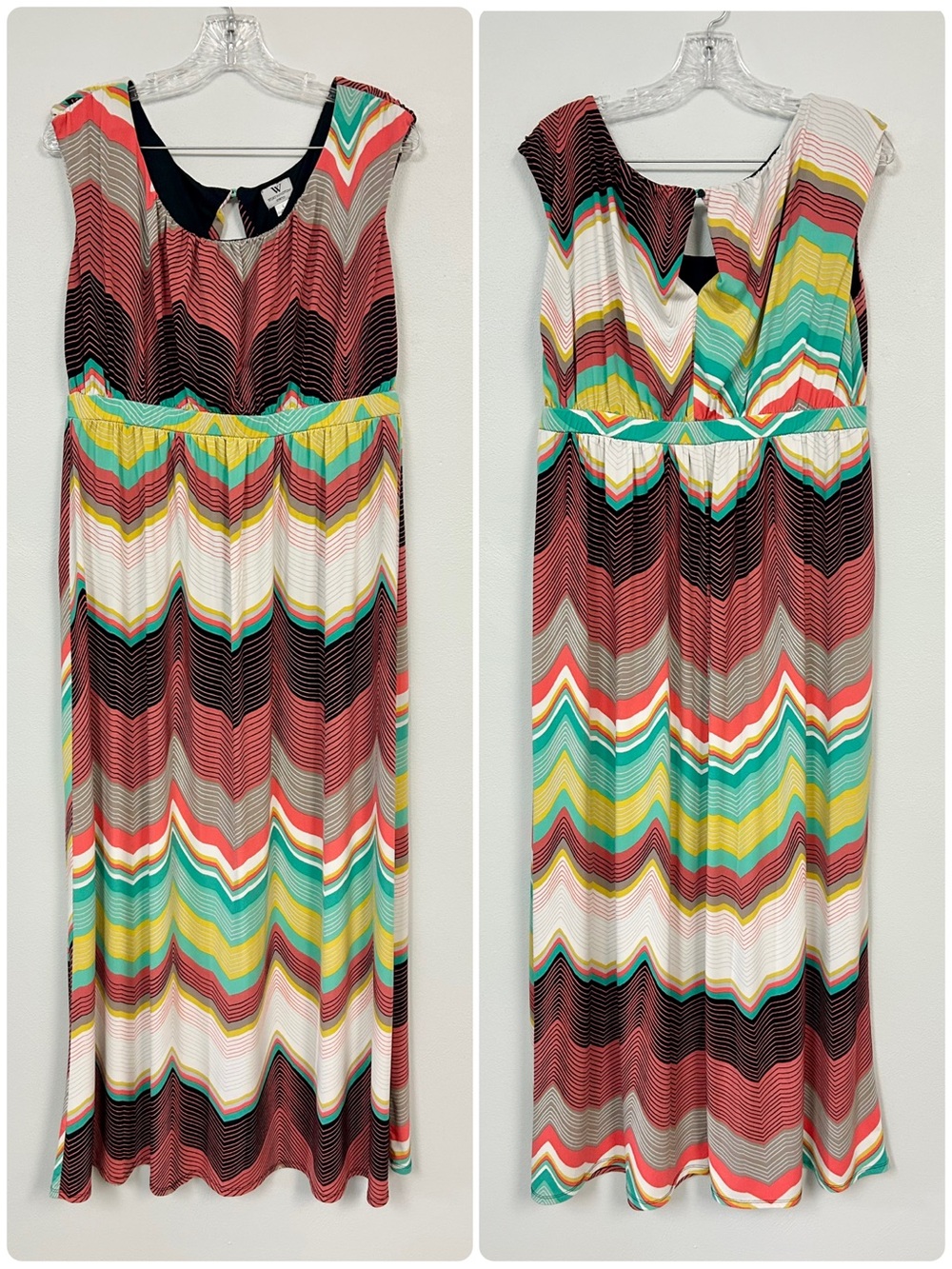 WORTHINGTON 〰 Colorful Graphic Stretch Maxi Dress - Resort Festival - Size L